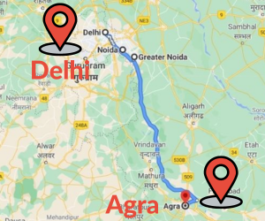 Agra mathura vrindavan time distance fare